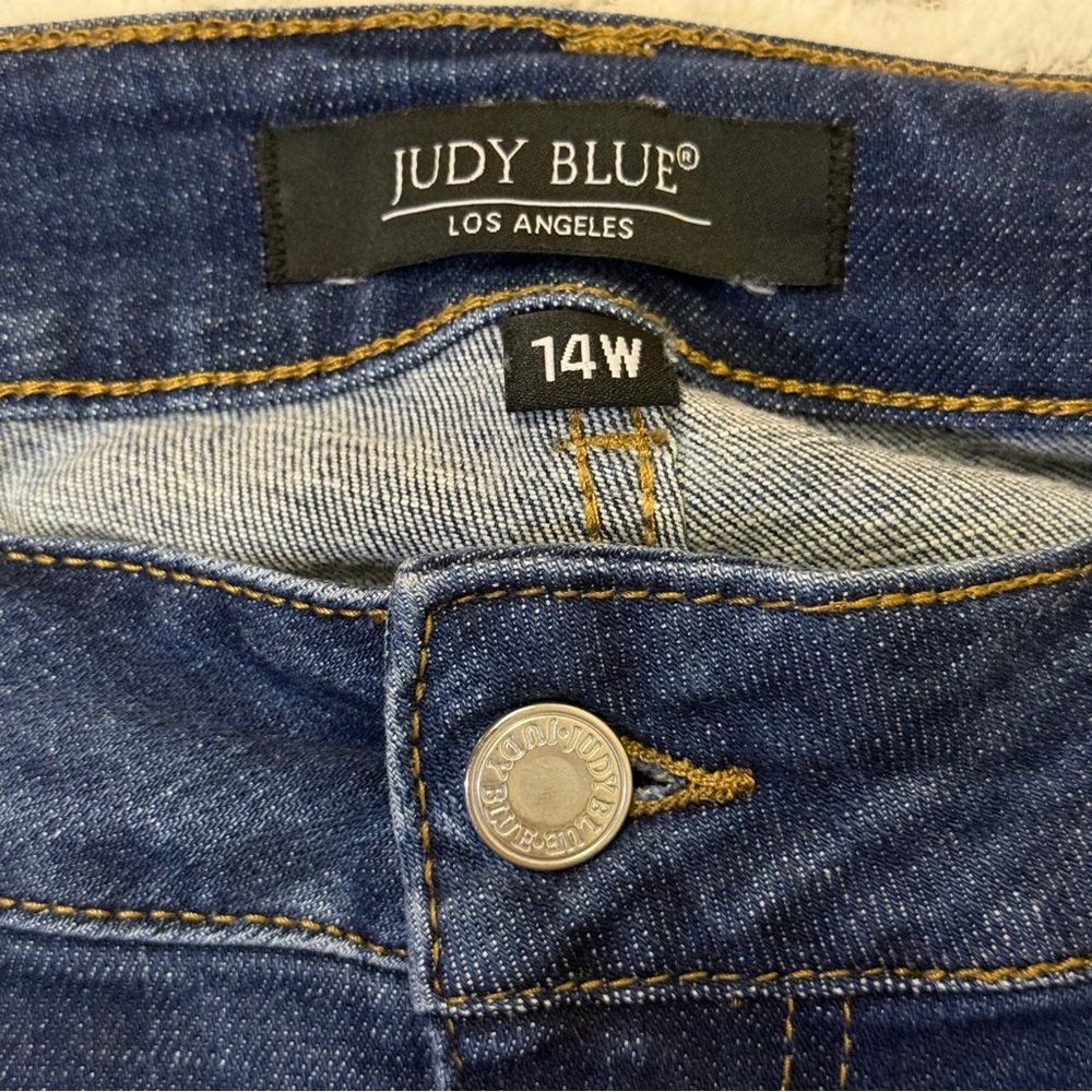 Judy Blue Blue Denim Distressed High Rise Skinny Fit Stretch Jeans Sz 14W - Picture 4 of 8